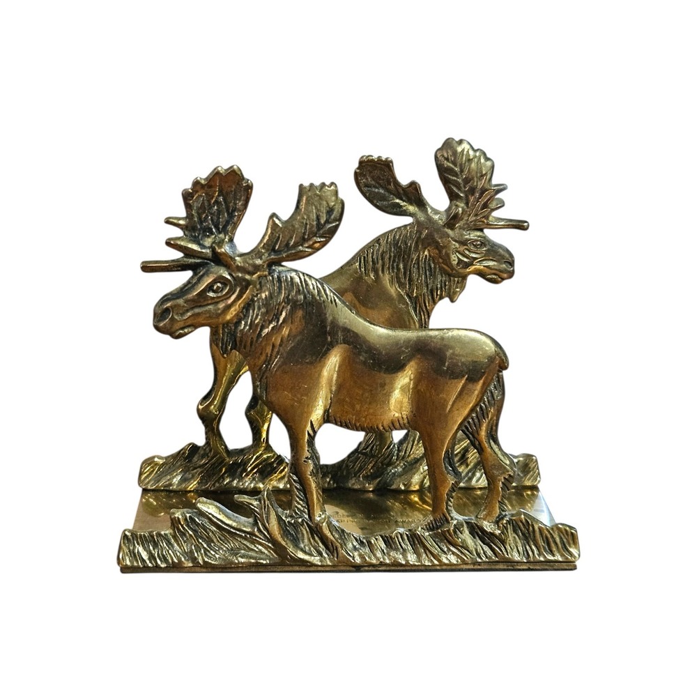 Vintage Brass Double Sided Moose Napkin/Letter Holder Shape Loyal Order of Moose